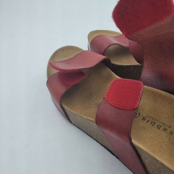 Lola Sabbia Eric Michael Liat Red Leather Double Strap Wedge Sandal Size 40 / 10 - Picture 9 of 12